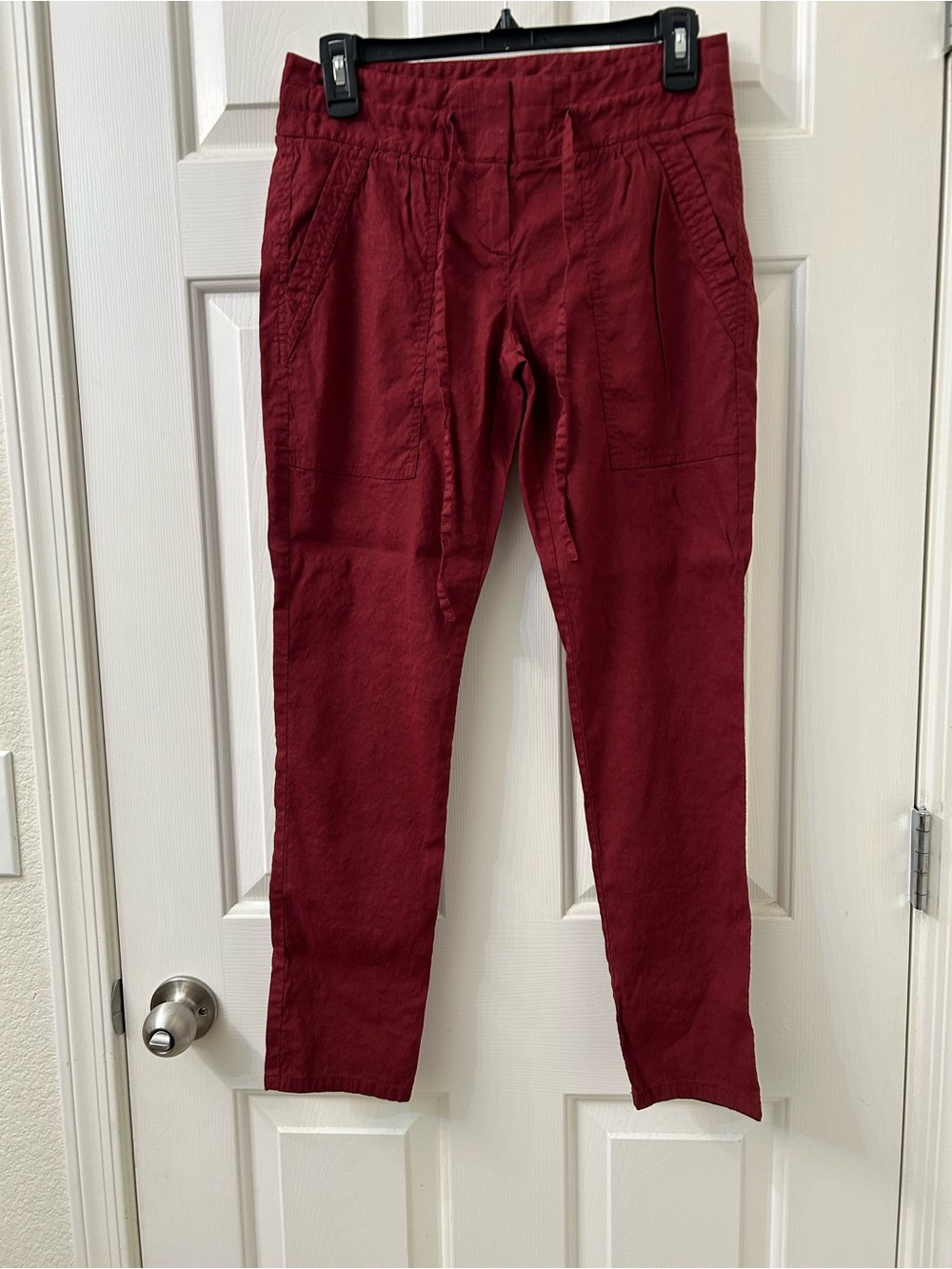 Theory Women’s Burgundy Stretch Drawstring Chinos Size 2